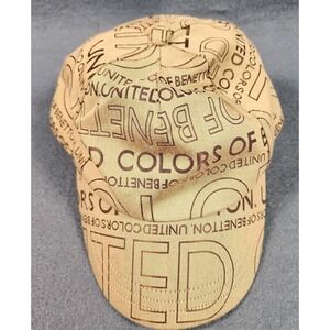 United Colors Of Benetton Womens Cap Monogram Hat Satin Lined Vintage Y2K